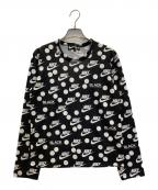 NIKE×BLACK COMME des GARCONSナイキ×ブラックコムデギャルソン）の古着「ロゴ ドットプリント ロングスリーブ Tシャツ」｜ブラック