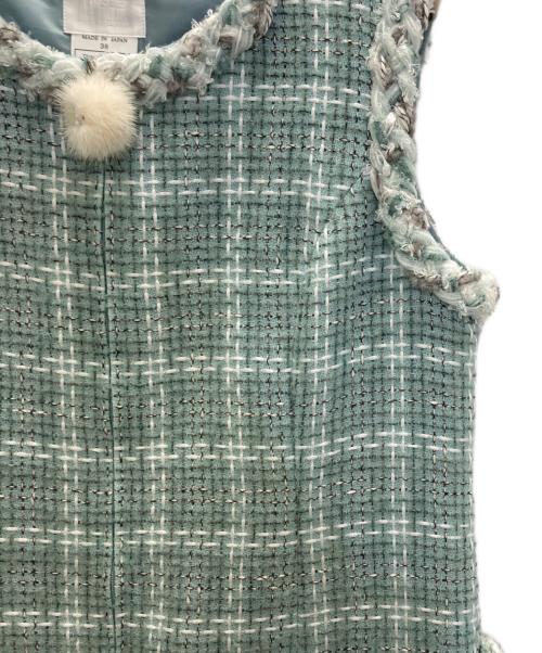 Rene（ルネ）Rene (ルネ) ノースリーブツイードワンピース ミントグリーン サイズ:38の古着・服飾アイテム