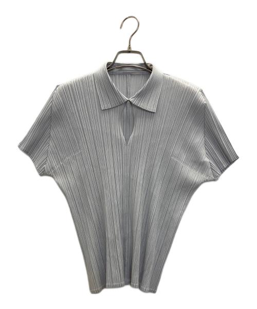 PLEATS PLEASE（プリーツプリーズ）PLEATS PLEASE (プリーツプリーズ) ポロシャツ ブルー サイズ:4の古着・服飾アイテム