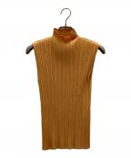 PLEATS PLEASEプリーツプリーズ）の古着「ベーシックハイネックノースリーブ」｜イエロー