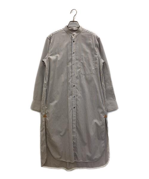 6(ROKU) BEAUTY&YOUTH（ロク ビューティーアンドユース）6(ROKU) BEAUTY&YOUTH (ロク ビューティーアンドユース) STRIPE SHIRT ONE PIECE ブラウン サイズ:36の古着・服飾アイテム