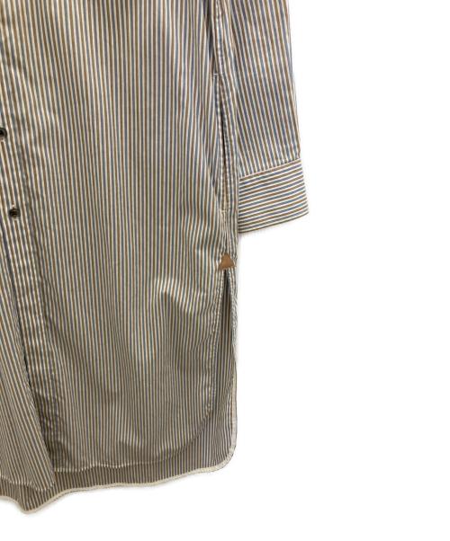 6(ROKU) BEAUTY&YOUTH（ロク ビューティーアンドユース）6(ROKU) BEAUTY&YOUTH (ロク ビューティーアンドユース) STRIPE SHIRT ONE PIECE ブラウン サイズ:36の古着・服飾アイテム