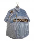 COMME des GARCONS SHIRTコムデギャルソンシャツ）の古着「S/Sマルチストライプメッシュカモフラシャツ」｜ブルー