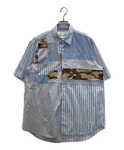 COMME des GARCONS SHIRT（コムデギャルソンシャツ）COMME des GARCONS SHIRT (コムデギャルソンシャツ) S/Sマルチストライプメッシュカモフラシャツ ブルー サイズ:Sの古着・服飾アイテム
