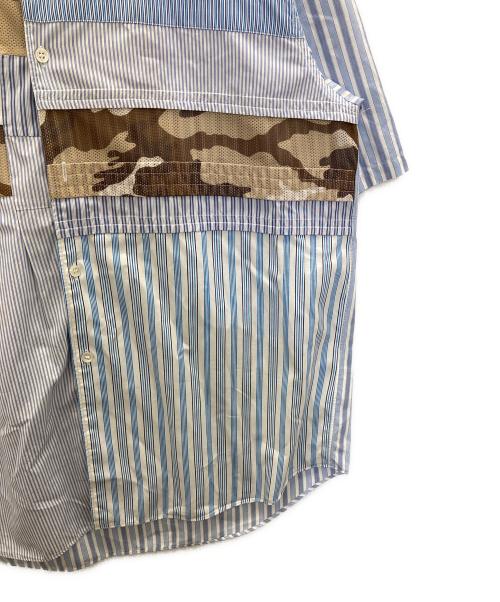 COMME des GARCONS SHIRT（コムデギャルソンシャツ）COMME des GARCONS SHIRT (コムデギャルソンシャツ) S/Sマルチストライプメッシュカモフラシャツ ブルー サイズ:Sの古着・服飾アイテム