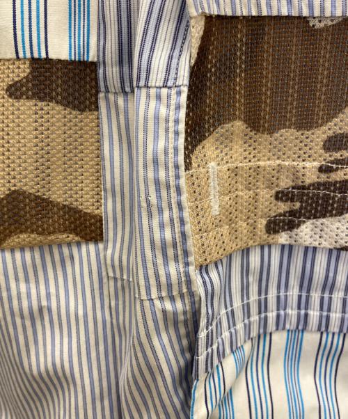 COMME des GARCONS SHIRT（コムデギャルソンシャツ）COMME des GARCONS SHIRT (コムデギャルソンシャツ) S/Sマルチストライプメッシュカモフラシャツ ブルー サイズ:Sの古着・服飾アイテム