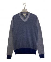 COMME des GARCONS SHIRT（コムデギャルソンシャツ）の古着「切替Vネックニット」｜ブルー