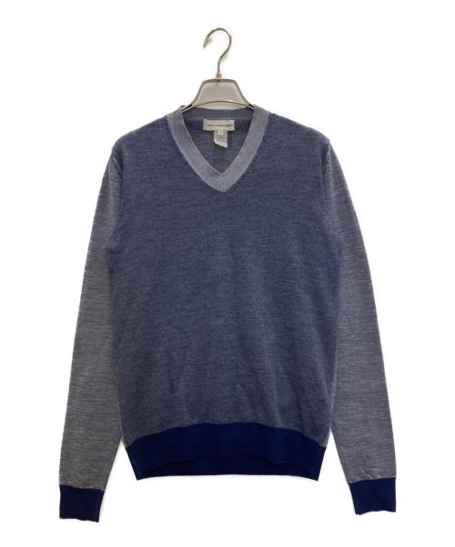 COMME des GARCONS SHIRT（コムデギャルソンシャツ）COMME des GARCONS SHIRT (コムデギャルソンシャツ) 切替Vネックニット ブルー サイズ:Sの古着・服飾アイテム
