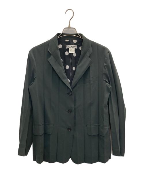 ISSEY MIYAKE WHITE LABEL（イッセイミヤケホワイトレーベル）ISSEY MIYAKE WHITE LABEL (イッセイミヤケホワイトレーベル) 裏地ドットプリーツジャケット グレー サイズ:SIZE 3の古着・服飾アイテム