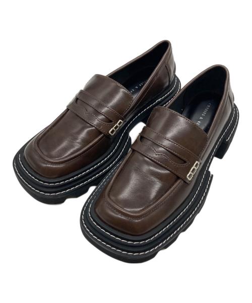 CHARLES & KEITH（チャールズアンドキース）CHARLES & KEITH (チャールズアンドキース) チャンキーソールペニーローファー ブラウン サイズ:23.5の古着・服飾アイテム