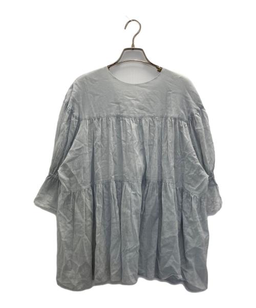 Whim Gazette（ウィムガゼット）Whim Gazette (ウィムガゼット) コットンシフォンギャザーブラウス スカイブルー サイズ:SIZE FREEの古着・服飾アイテム
