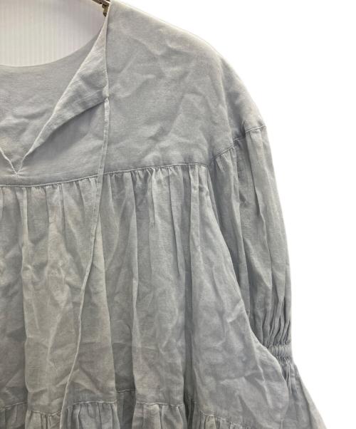 Whim Gazette（ウィムガゼット）Whim Gazette (ウィムガゼット) コットンシフォンギャザーブラウス スカイブルー サイズ:SIZE FREEの古着・服飾アイテム