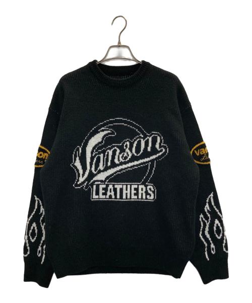 VANSON（バンソン）VANSON (バンソン) Supreme (シュプリーム) Leathers Sweater ブラック サイズ:Mの古着・服飾アイテム