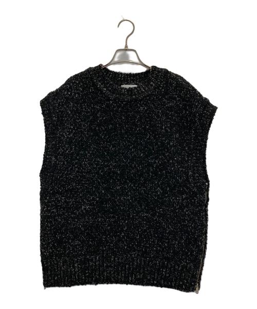 CLANE（クラネ）CLANE (クラネ) SIDE ZIP TWEED KNIT VEST ブラック サイズ:1の古着・服飾アイテム
