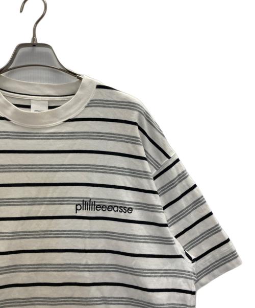 plllllleeeasse（プリーズ）plllllleeeasse (プリーズ) ボーダーTシャツ ホワイト サイズ:Mの古着・服飾アイテム