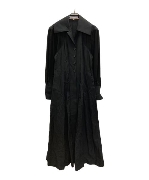 AKIRA NAKA（アキラナカ）AKIRA NAKA (アキラナカ) シアースリーブリネンブレンドワンピース ブラック サイズ:1の古着・服飾アイテム