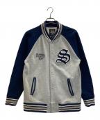 stussyステューシー）の古着「スタジャン」｜グレー×ネイビー