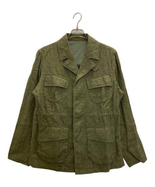 J.PRESS（ジェイプレス）J.PRESS (ジェイプレス) リネンジャングルファティーグジャケット グリーン サイズ:Lの古着・服飾アイテム