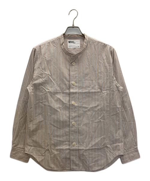 MHL（エムエイチエル）MHL (エムエイチエル) PYJAMA STRIPE COTTON SHIRT ブラウン サイズ:Ｍの古着・服飾アイテム