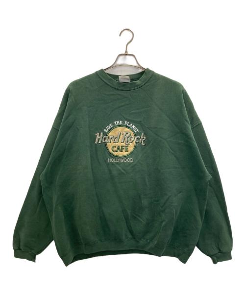Hard Rock cafe（ハードロックカフェ）Hard Rock cafe (ハードロックカフェ) ロゴスウェット グリーン サイズ:XLの古着・服飾アイテム