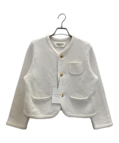 MACPHEE（マカフィー）MACPHEE (マカフィー) モスライクステッチ クルーネックジャケット ホワイト サイズ:S 未使用品の古着・服飾アイテム