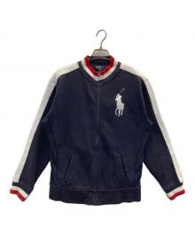 POLO RALPH LAUREN（ポロ・ラルフローレン）の古着「USAフラッグ ビッグポニージップアップブルゾン」｜ネイビー