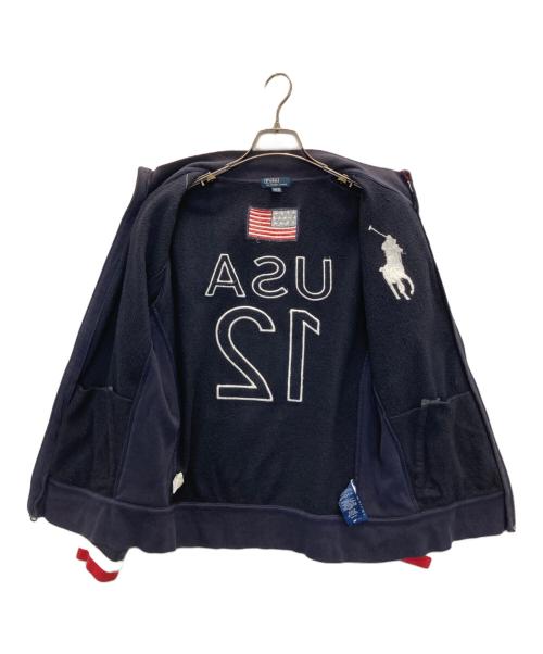 POLO RALPH LAUREN（ポロ・ラルフローレン）POLO RALPH LAUREN (ポロ・ラルフローレン) USAフラッグ ビッグポニージップアップブルゾン ネイビー サイズ:L(14-16)の古着・服飾アイテム