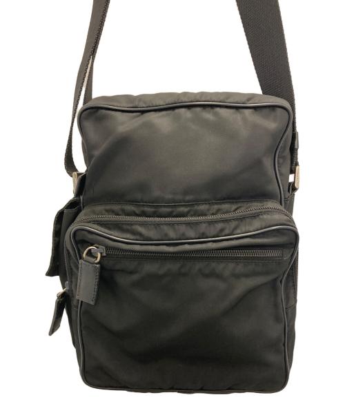 PRADA（プラダ）PRADA (プラダ) 三角ロゴプレートショルダーバッグ ブラックの古着・服飾アイテム