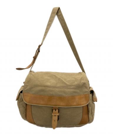 エルエルビーン 90年代ツイードレザー メッセンジャーバッグ　茶　ボーダー 中古・古着通販】L.L.Bean (エルエルビーン) メッセンジャーバッグ