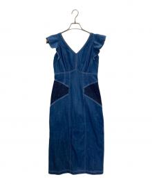 HER LIP TO（ハーリップトゥ）の古着「Ruffled ShoulderDenim MidiDress」｜インディゴ