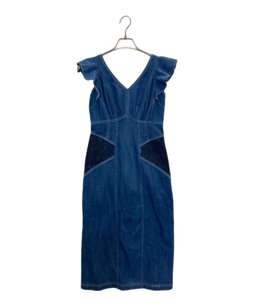 HER LIP TO（ハーリップトゥ）Her lip to (ハーリップトゥ) Ruffled ShoulderDenim MidiDress インディゴ サイズ:Sの古着・服飾アイテム