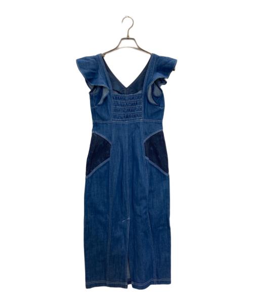 HER LIP TO（ハーリップトゥ）Her lip to (ハーリップトゥ) Ruffled ShoulderDenim MidiDress インディゴ サイズ:Sの古着・服飾アイテム