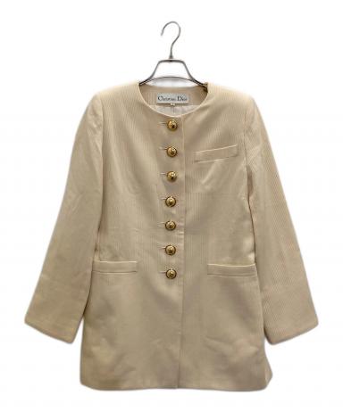 希少 美品 Christian Dior ノーカラー ジャケット ボタン 中古・古着通販】Christian Dior (クリスチャン ディオール) ノー