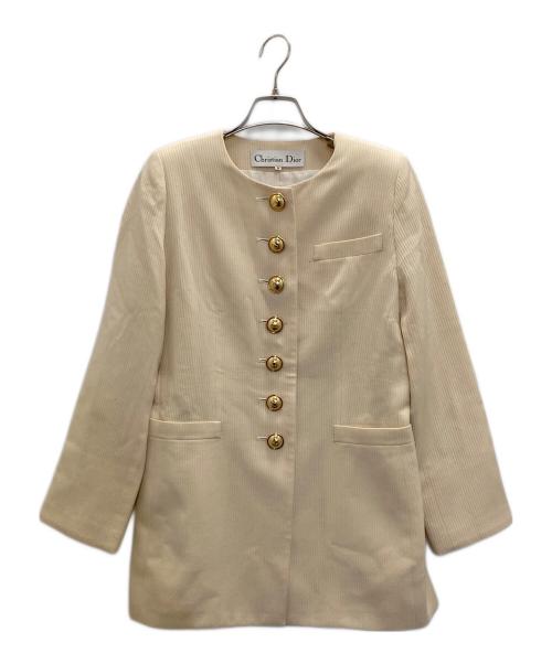 Christian Dior（クリスチャン ディオール）Christian Dior (クリスチャン ディオール) ノーカラージャケット アイボリー サイズ:Mの古着・服飾アイテム