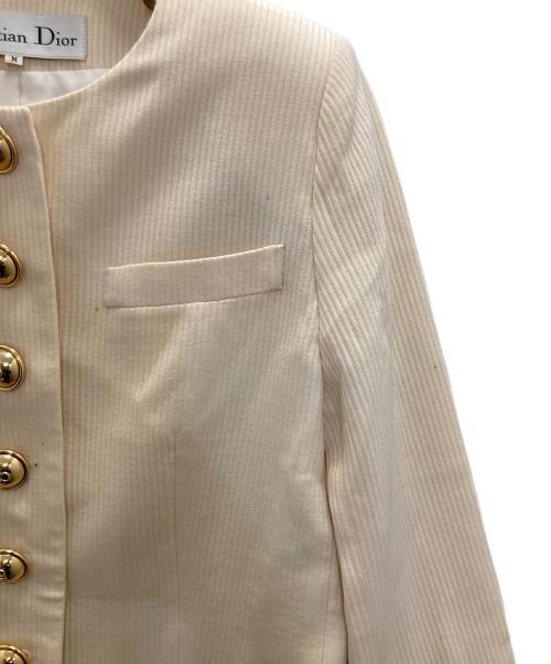Christian Dior（クリスチャン ディオール）Christian Dior (クリスチャン ディオール) ノーカラージャケット アイボリー サイズ:Mの古着・服飾アイテム
