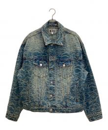 A BATHING APE（アベイシングエイプ）の古着「LINE CAMO JACQUARD 13OZ DENIM JACKET」｜インディゴ