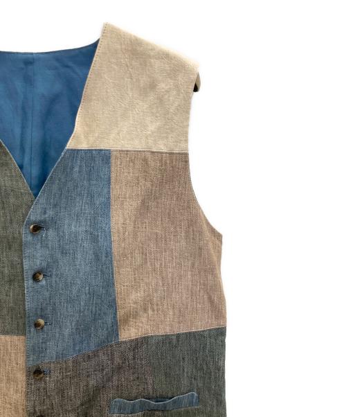 PAPAS（パパス）PAPAS (パパス) リネンベスト ブルー サイズ:Ｌの古着・服飾アイテム