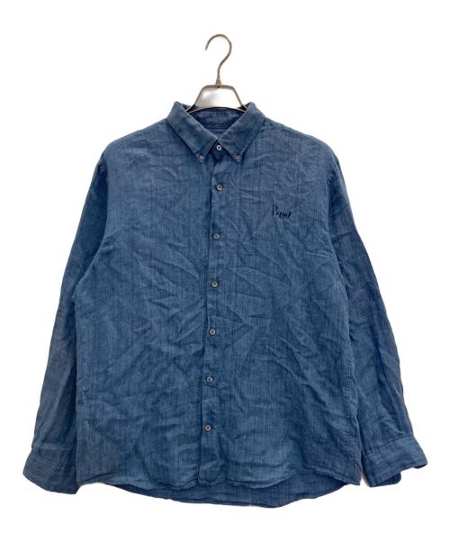 PAPAS（パパス）PAPAS (パパス) コットンリネンシャツ ブルー サイズ:Ｌの古着・服飾アイテム