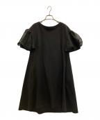 CELFORDセルフォード）の古着「ふんわり袖シフォンのジャージー素材ワンピース」｜ブラック