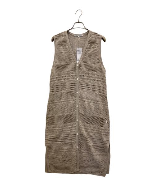 23区（ニジュウサンク）23区 (ニジュウサンク) レーシーパターン ロングジレ ニット ベージュ サイズ:38の古着・服飾アイテム