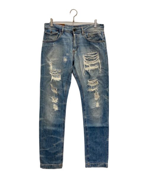 DOLCE & GABBANA（ドルチェ＆ガッバーナ）DOLCE & GABBANA (ドルチェ＆ガッバーナ) ダメージ加工デニムパンツ インディゴ サイズ:SIZE 81cm(Ｗ32)の古着・服飾アイテム
