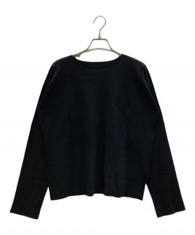【美品】  me ISSEY MIYAKE / ミーイッセイミヤケ | 2020SS | プリーツ 袖 針抜き ロング スリーブ カットソー | ブラック | レディース 美品】 me ISSEY MIYAKE / ミーイッセイミヤケ | 2020SS | プリーツ 袖