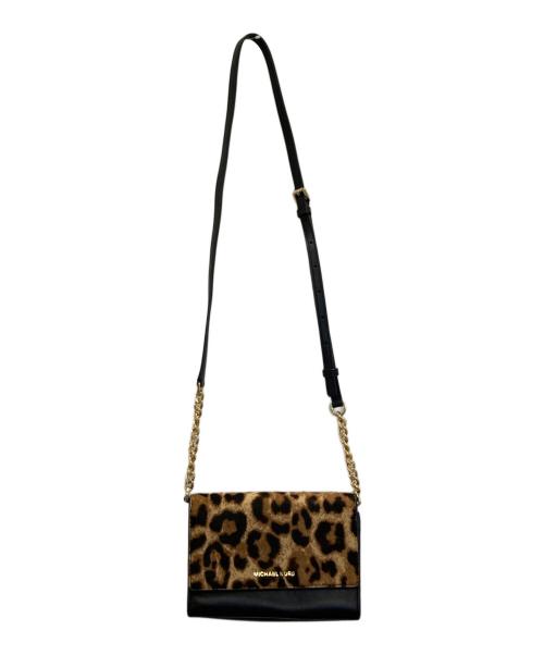 MICHAEL KORS（マイケル・コース）MICHAEL KORS (マイケル・コース) レオパードショルダーバッグ ブラック×ブラウンの古着・服飾アイテム