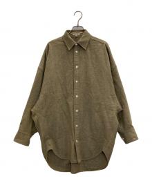BLAMINK（ブラミンク）の古着「ウールカシミヤレギュラーカラーシャツ」｜オリーブ