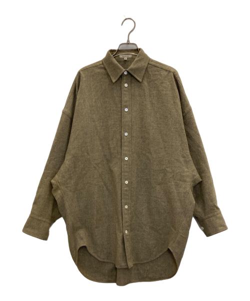 BLAMINK（ブラミンク）BLAMINK (ブラミンク) ウールカシミヤレギュラーカラーシャツ オリーブ サイズ:36の古着・服飾アイテム