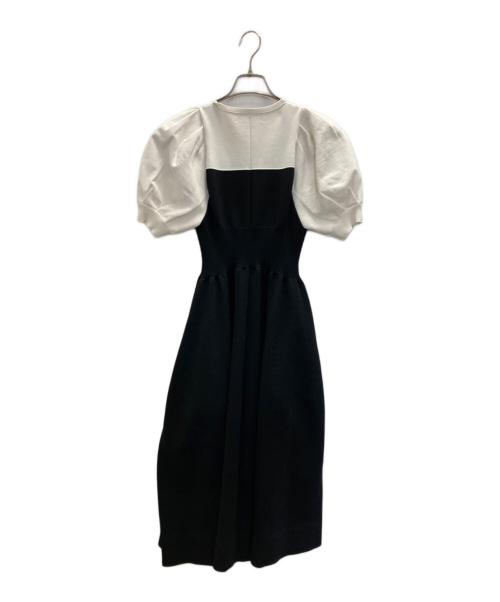 CELFORD（セルフォード）CELFORD (セルフォード) バルーン袖ニットワンピース ブラック×ホワイト サイズ:36の古着・服飾アイテム