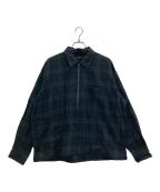 BEAMSビームス）の古着「ワイドフィット チェック プルオーバーシャツ」｜ネイビー×グリーン