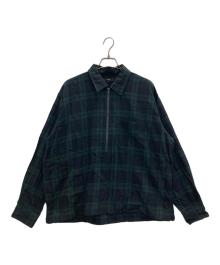 BEAMS（ビームス）の古着「ワイドフィット チェック プルオーバーシャツ」｜ネイビー×グリーン