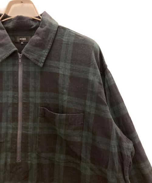 BEAMS（ビームス）BEAMS (ビームス) ワイドフィット チェック プルオーバーシャツ ネイビー×グリーン サイズ:Sの古着・服飾アイテム