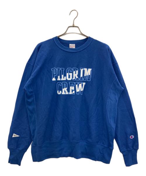 Champion REVERSE WEAVE（チャンピオン リバース ウィーブ）Champion REVERSE WEAVE (チャンピオン リバース ウィーブ) PILGRIM SURF+SUPPLY (ピルグリム サーフサプライ) プリントスウェット ブルー サイズ:Lの古着・服飾アイテム